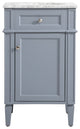 Home Living Vanity with Carrara White Marble Countertop, Gray, 21", Single Sink