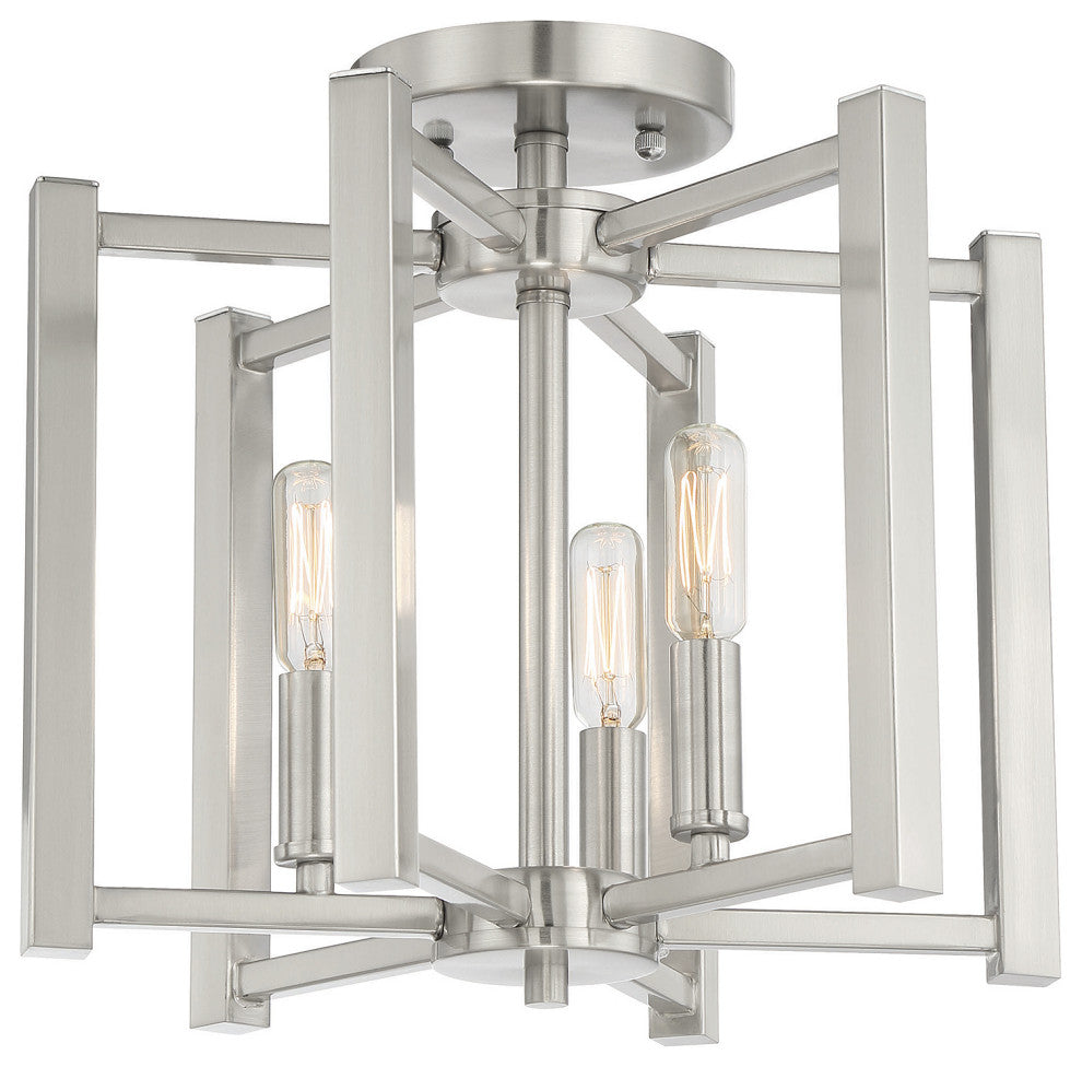 Benson 3-Light Satin Nickel Semi-Flush