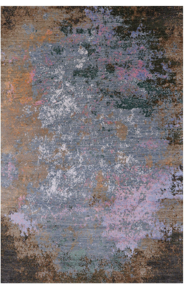 Modern Handmade Wool and Silk Rug 6' 1" X 9' 2" Q7186