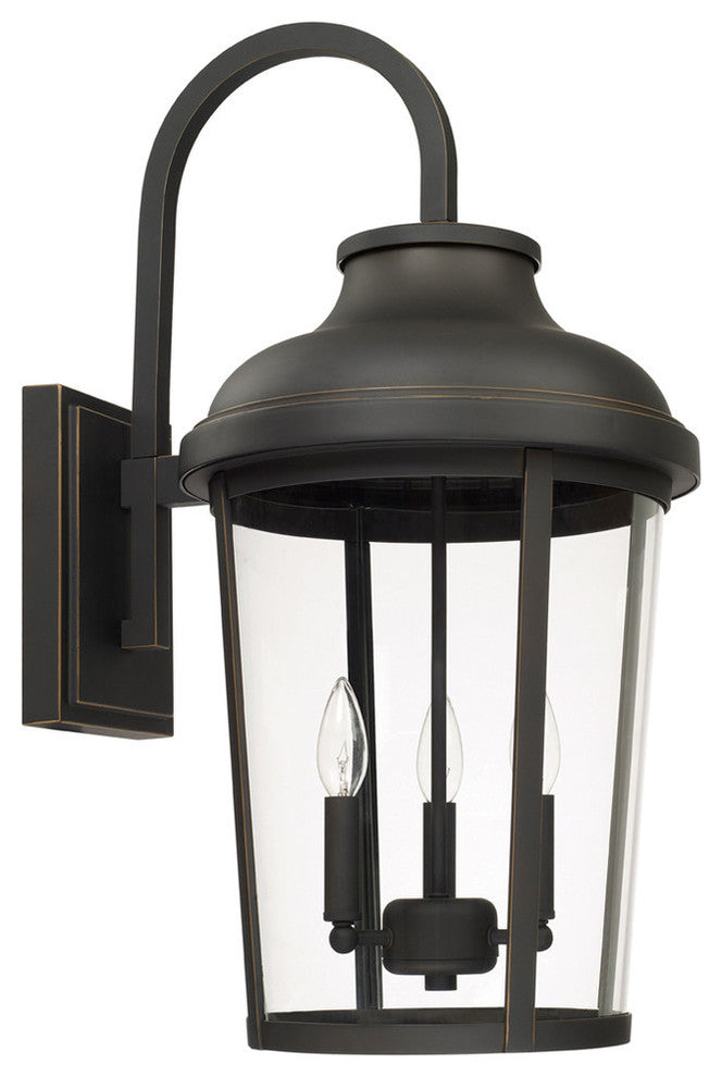 Dunbar 3 Light Outdoor Wall Lantern, Oiled Bronze