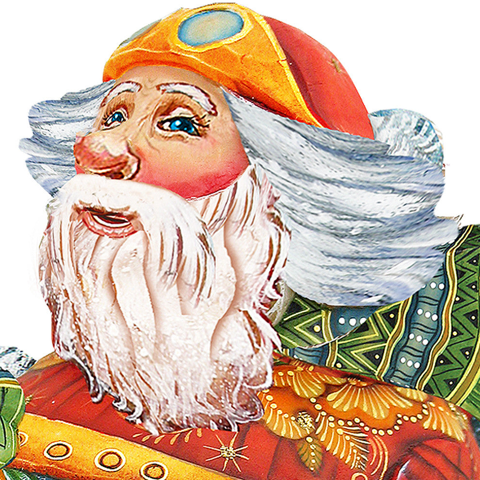 Aviator Santa, Wooden Decorative Holiday Door Hanger