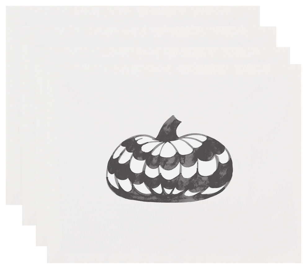 Pumpkin Single 18"x14" Cream Halloween Print Placemat, Set of 4