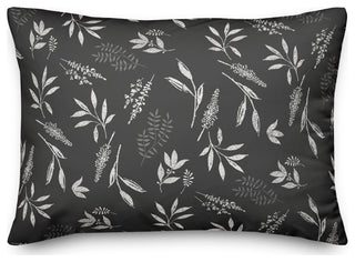 Gray Botanical Pattern 14x20 Spun Poly Pillow