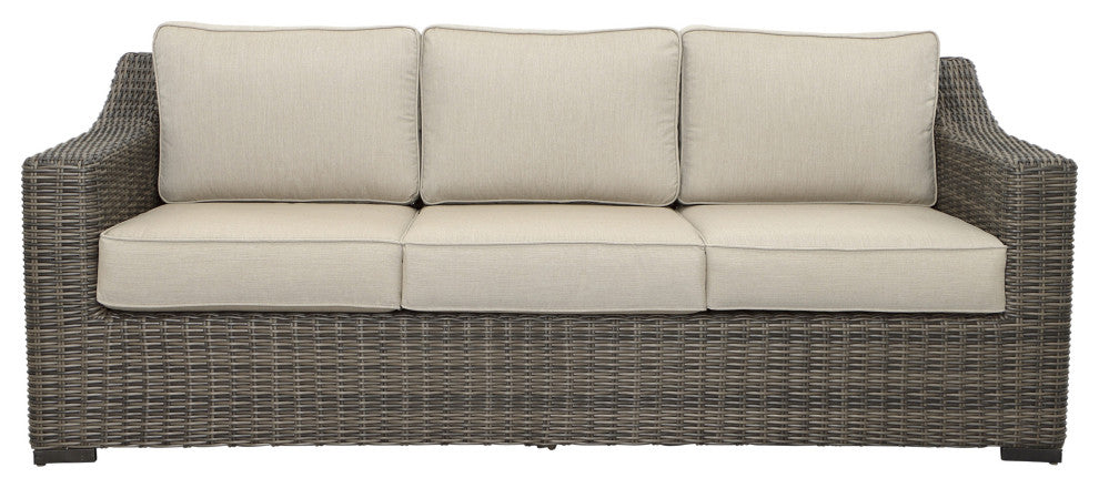 Jones Rattan Sofa With Half Round Wicker