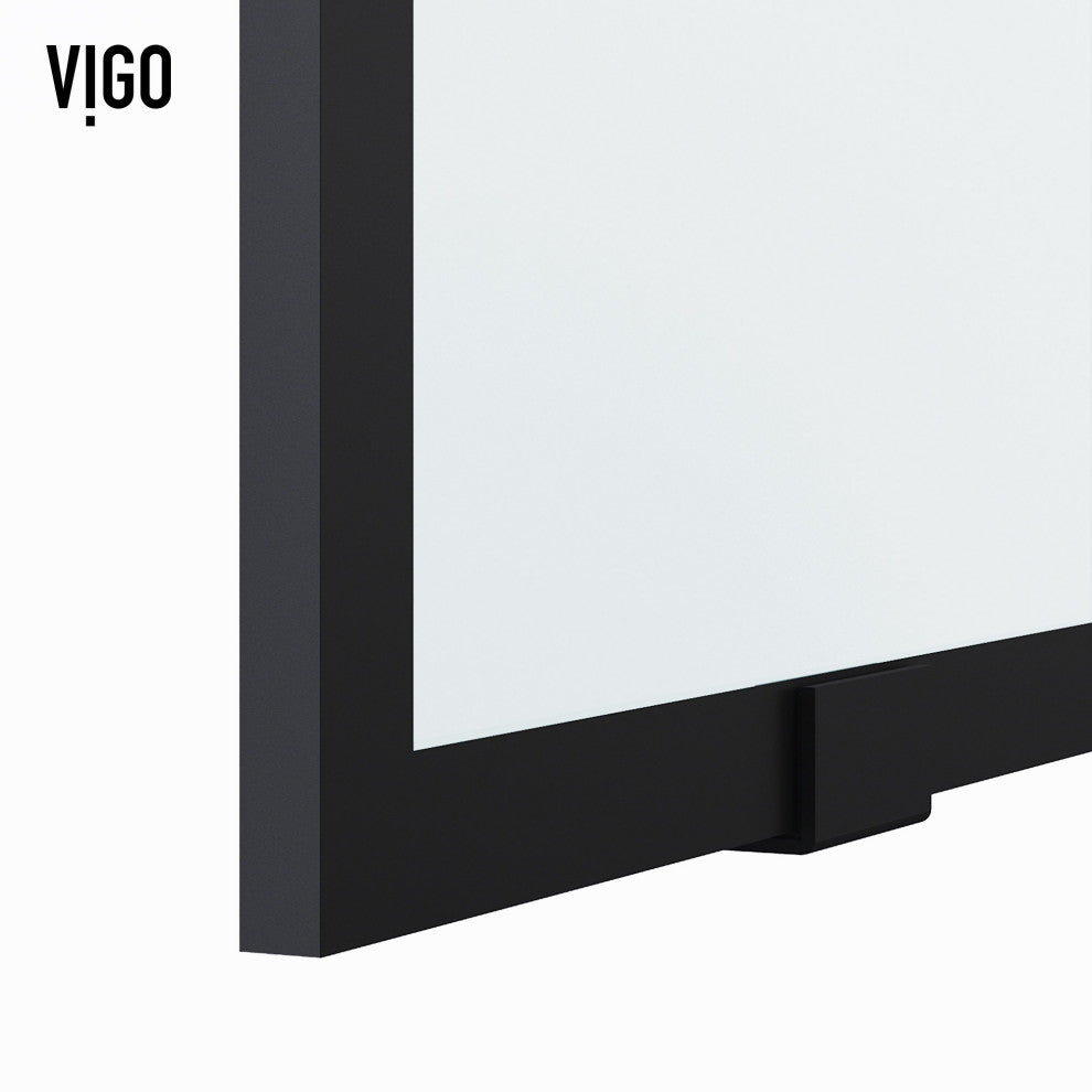 VIGO Elan 52" to 56" W x 74" H Frameless Sliding Shower Door in Matte Black