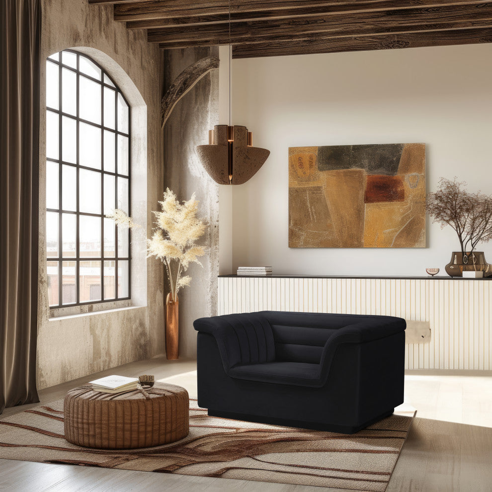 Cascade Upholstered Set, Black, Velvet, Chair