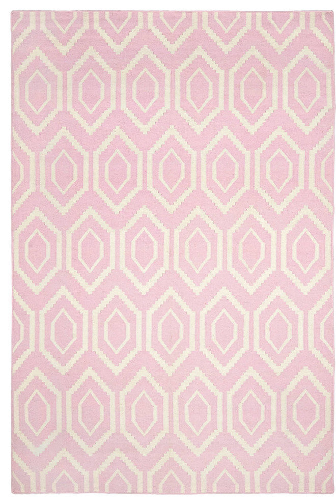 Safavieh Dhurries Dhu556C Geometric Rug, Pink/Ivory, 10'0"x14'0"