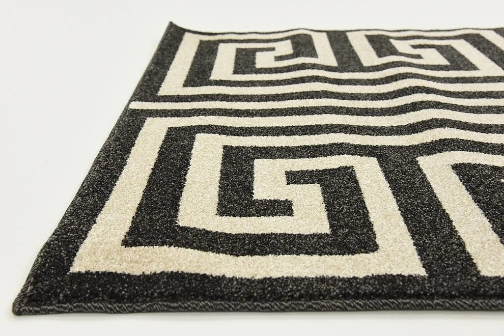 Unique Loom Black Athens Greek Key 3' 3 x 5' 3 Area Rug