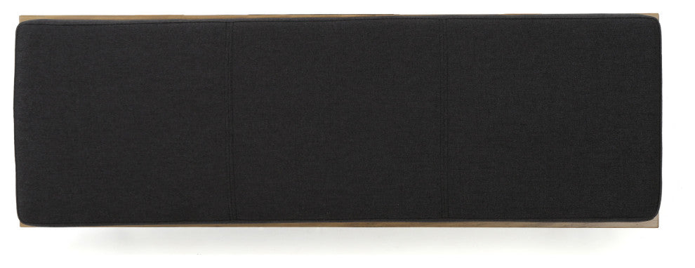 GDF Studio Elaina Industrial Modern Fabric Bench, Dark Charcoal