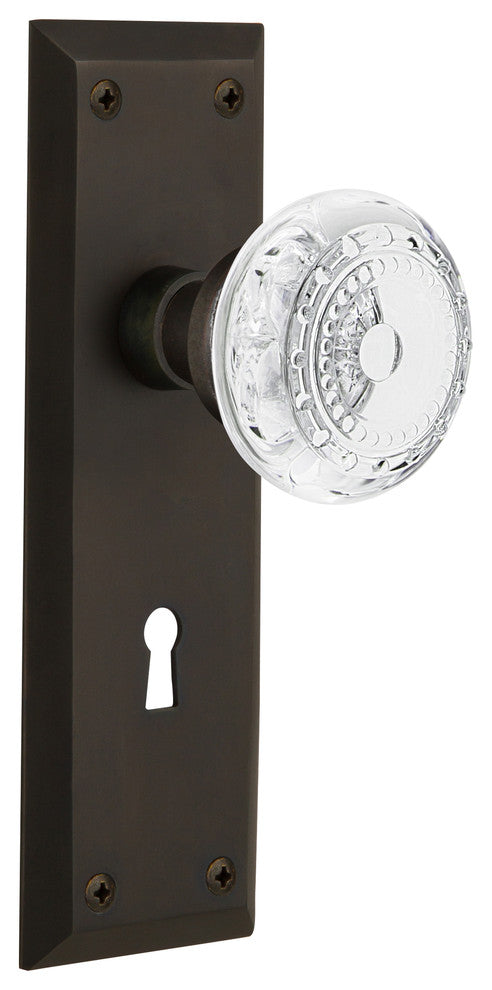 New York Plate Single Dummy, Keyhole Crystal Meadows Knob, Oil-Rubbed Bronze