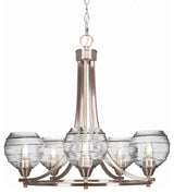 Paramount 5-Light Chandelier, Brushed Nickel, 6" Clear Ribbed Glass