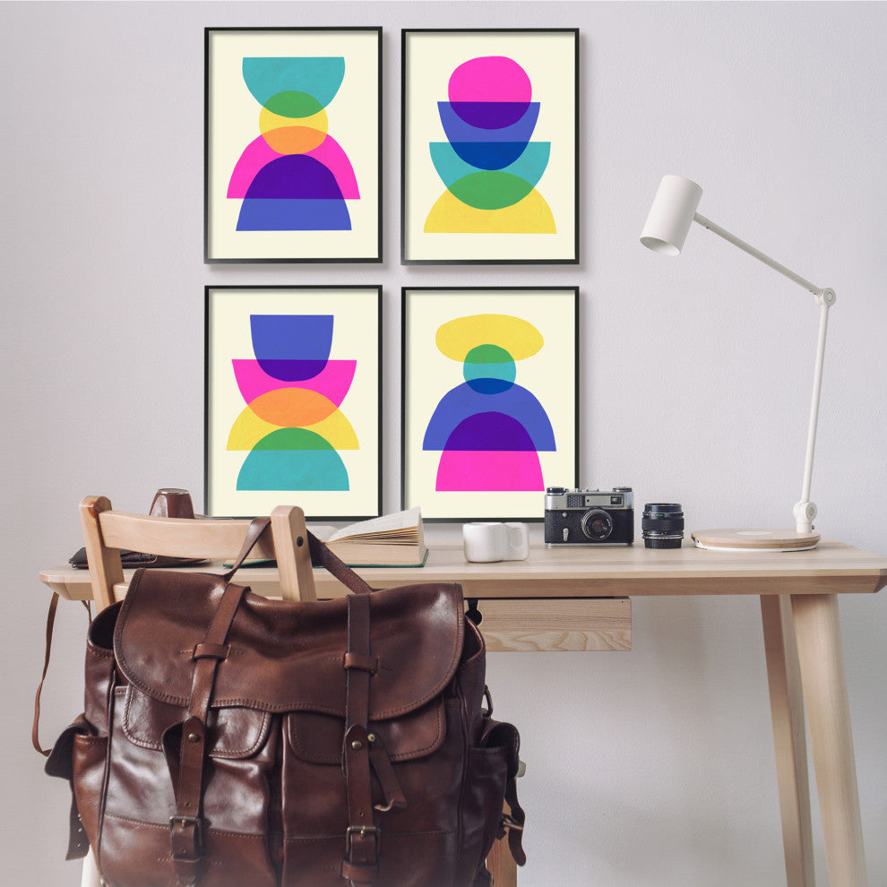 Intergalactic Rainbow Abstract Transparent Geometric Shapes , 4pc, each 16 x 20