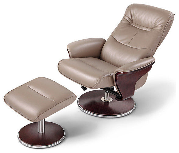 Milano Leather Swivel Recliner and Ottoman, Chocolate