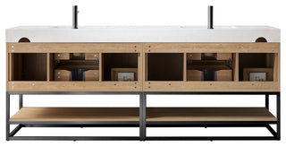 Alistair Vanity, North American Oak, Matte Black Hardware, 84", With Mirror