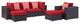 Espresso Red Convene 6 Piece Outdoor Patio Sectional Set