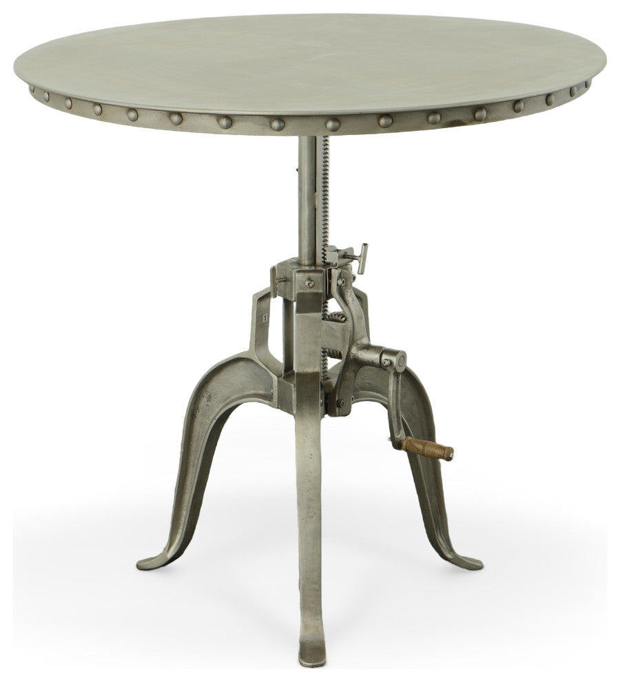 Mundra Adjustable Crank Table, Antique Nickel