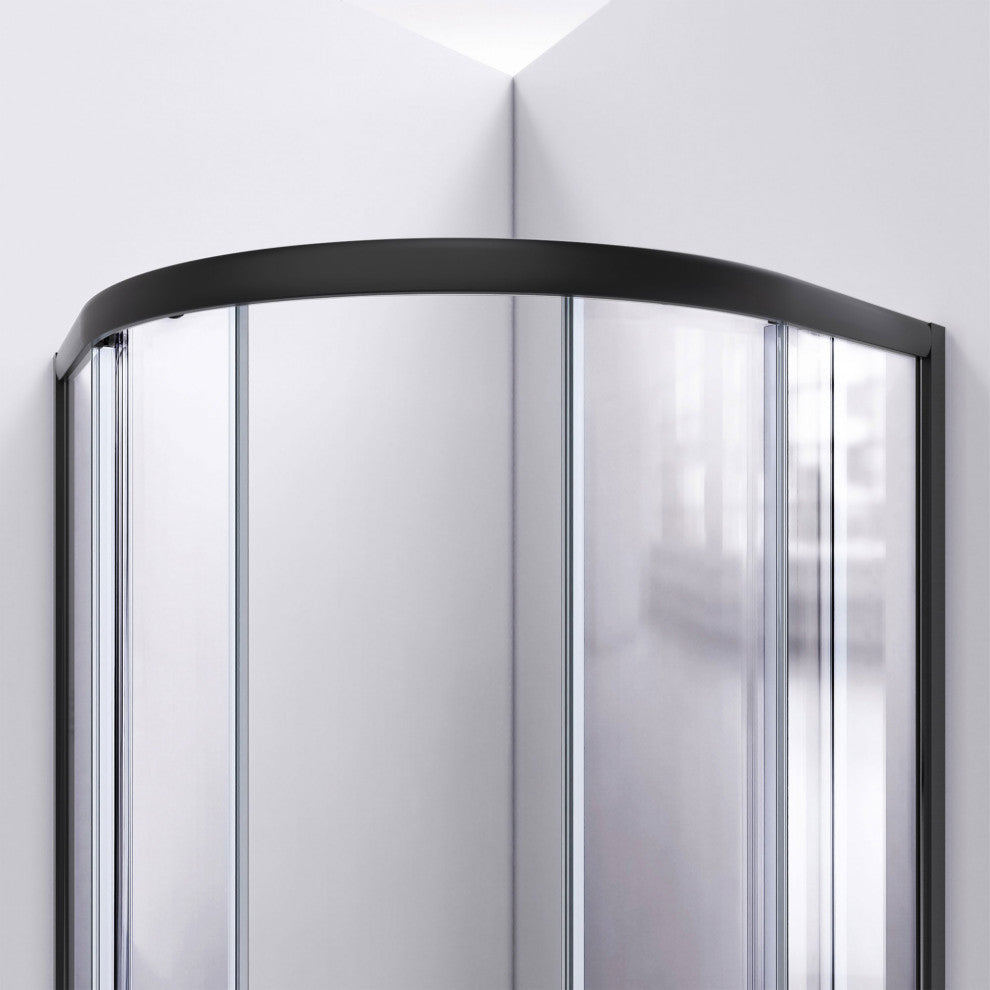 Prime 33x74 3/4 Frosted Glass Sliding Shower Enclosure Satin Black, Black