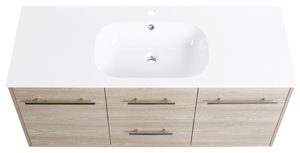 48 Inch Wall Mounted Plywood Bathroom Vanity with Gel Basin and Drawers