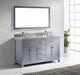 Caroline 60" Double Bathroom Vanity Set Gray, Marble Countertop