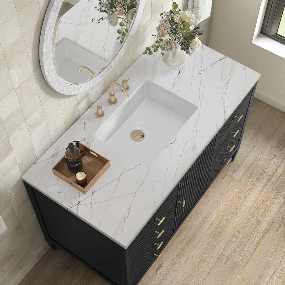 Myrrin 48" Vanity, Carbon Oak, 3 CM Ethereal Noctis Top