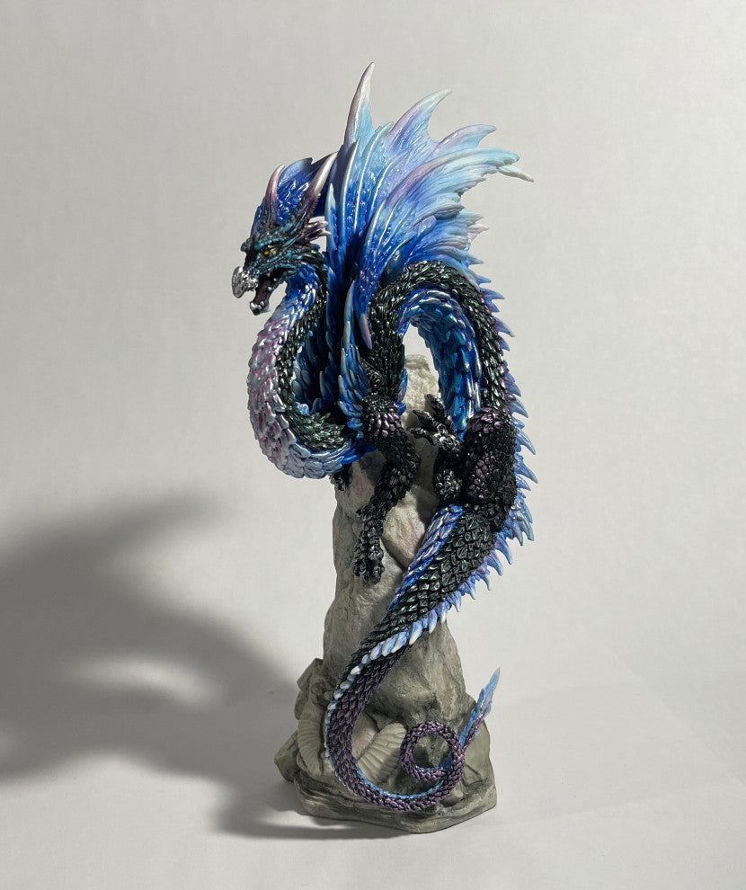 Sapphire Sentinel Dragon Statue Sculpture Figurine Art By Andrew Bill