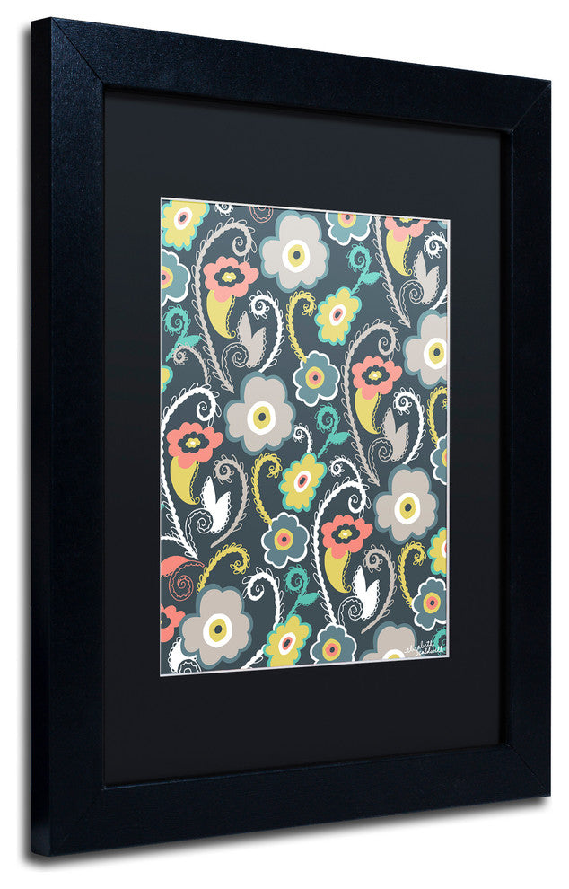 Elizabeth Caldwell 'Suzani Garden' Art, Black Frame, Black Mat, 11x14