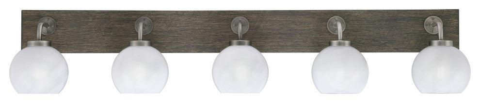 Oxbridge Bath Bar, Graphite & Painted Distressed Metal, 5.75" White Marble