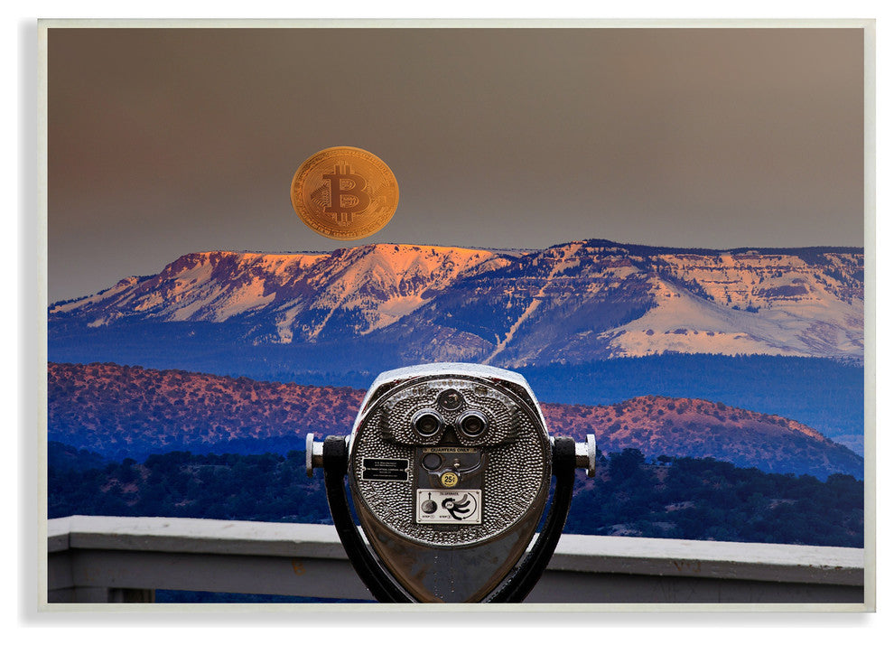 Bitcoin on the Horizon Wall Plaque Art, 12.5x18.5