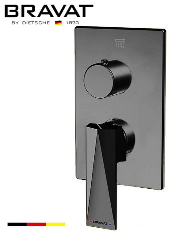 Bravat Dark Oil Rubbed Bronze Square Shower Set, Valve Mixer 3-Way Concealed