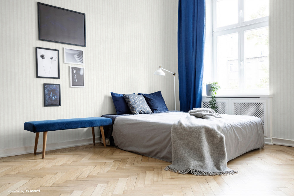 White Tonal Stripe Wallpaper
