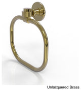 Continental Towel Ring With Groovy Accents, Unlacquered Brass