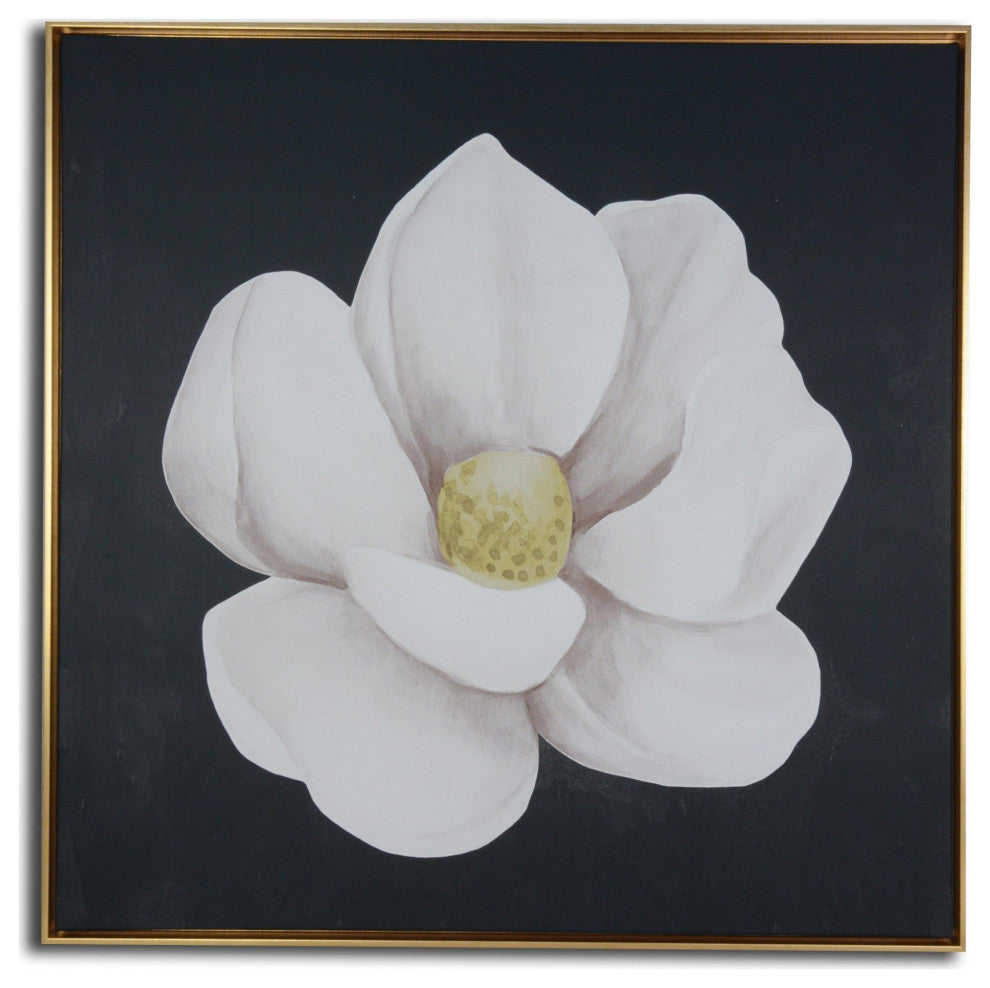 Delicate White Magnolia Flower Framed Canvas Wall Art