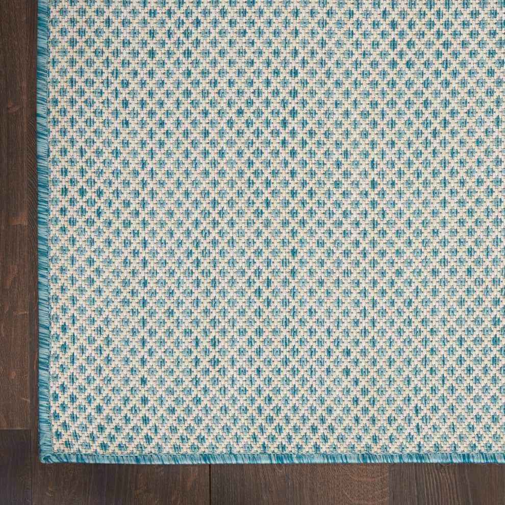 Nourison Courtyard 7' x 10' Ivory Aqua Modern Area Rug