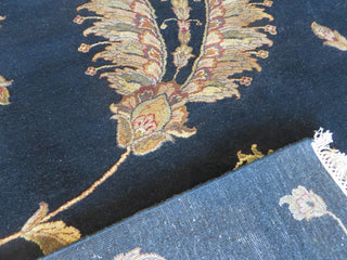 9x12 Hand Knotted Black Agra With Silk Oriental Rug