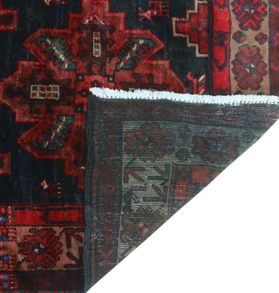 Semi Antique Alexina Rust/Navy Runner, 3'5x8'2