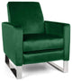 Modern Velvet High Leg Recliner with Stainless Steel Legs, Push-Back Design, Emerald