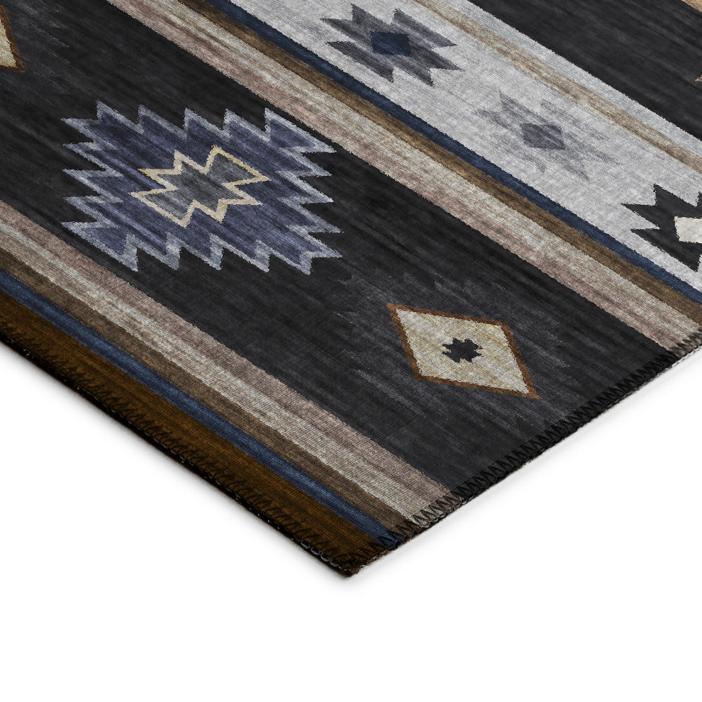 Indoor/Outdoor Phoenix PH4 Black Machine Washable 8' x 8' Round Rug