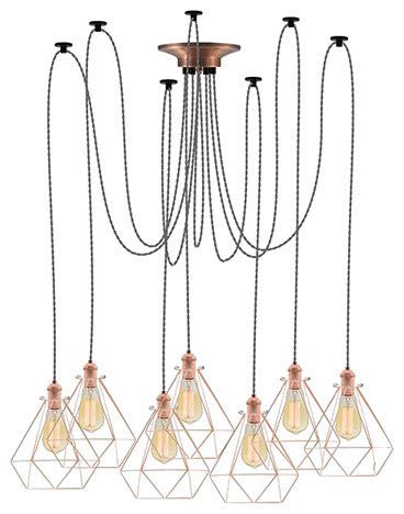 Copper Gemetric Shade Chandelier