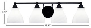 Paramount 4-Light Bath Bar, Matte Black, 6.25" White Marble Glass