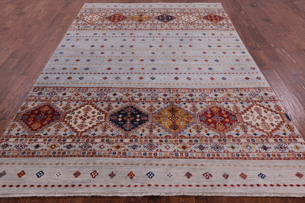 Khorjin Super Kazak Hand Knotted Wool Rug 6' 6" X 9' 7" Q5428