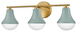 Lark Haddie 24" Modern Three-Light Bath Vanity, Seafoam + Lacquered Brass