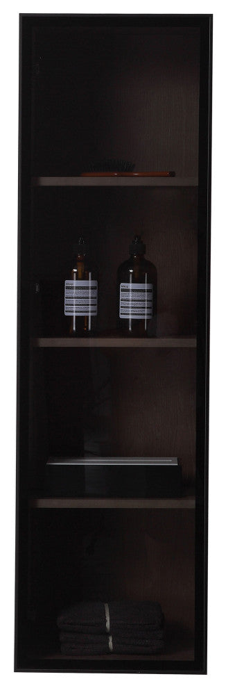 LUCE 13" Wall Mount Modern Bathroom Side Cabinet, Chestnut Oak/Matte Black
