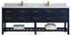 Parker 84 Double Sink Bathroom Vanity, Navy Blue 2" Calacatta Nuvo
