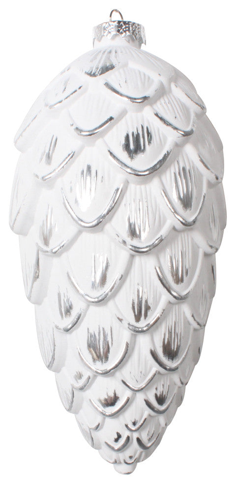 Vickerman Mt202407 8" Silver Brushed Pinecone Christmas Ornament, Pack of 2