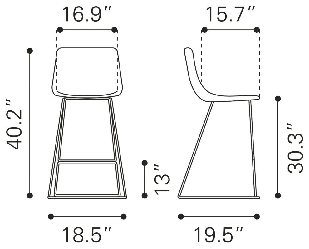 Bar Stool Chair Barstool, Set of 2, Steel Metal, Fabric, Black, Gold, Cafe