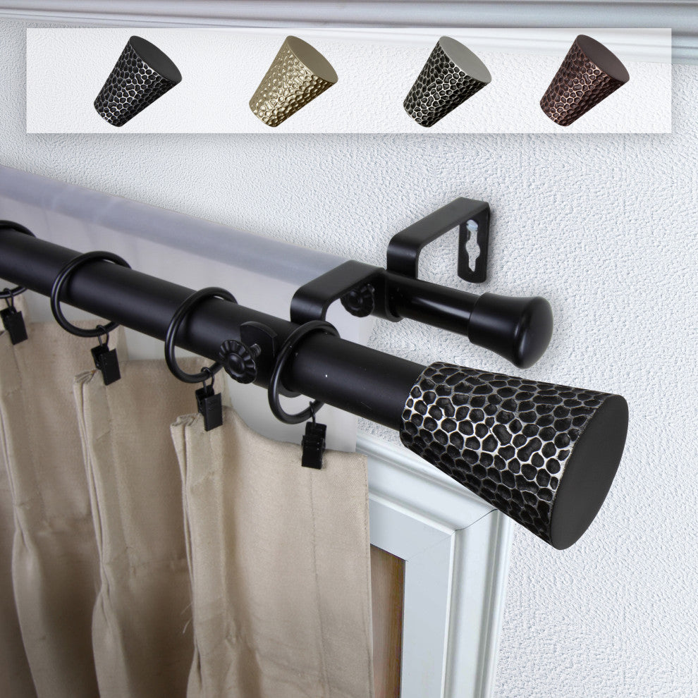 Maira 1" Double Curtain Rod, Black, 28-48"