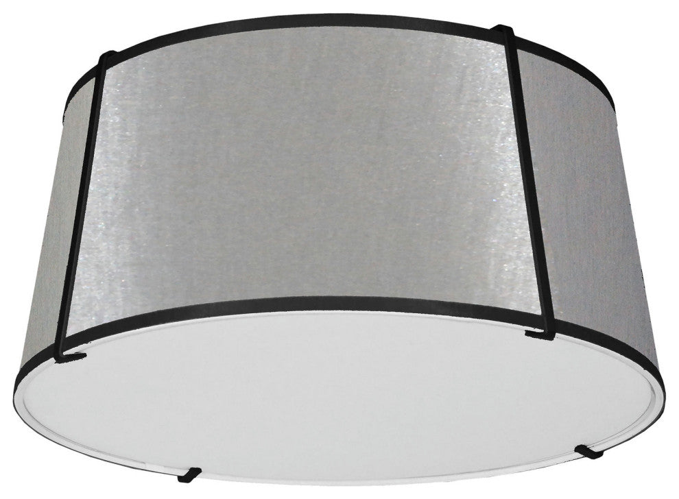 3 Light Trapezoid Flush Mount Black Grey Shade with 790 Diffuser