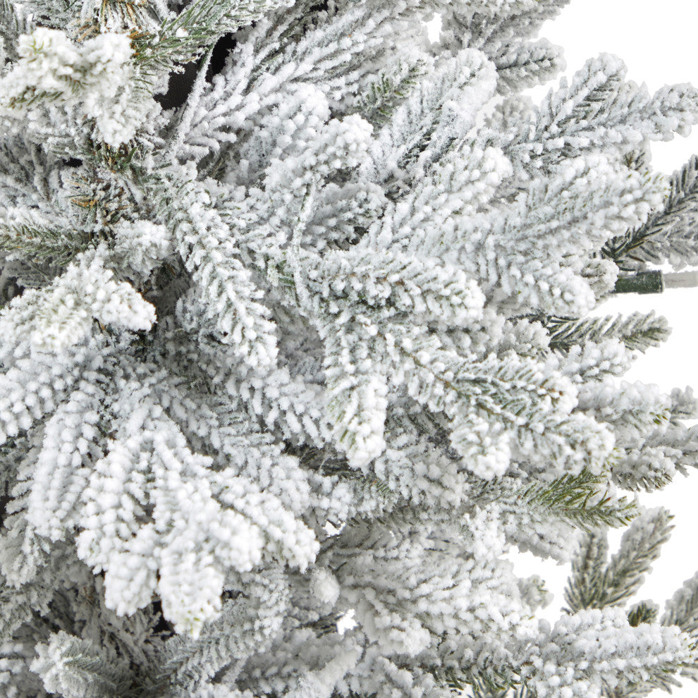 45" Flocked Fraser Fir Faux Xmas Tree W/200 Lights & 481 Bendable Branches