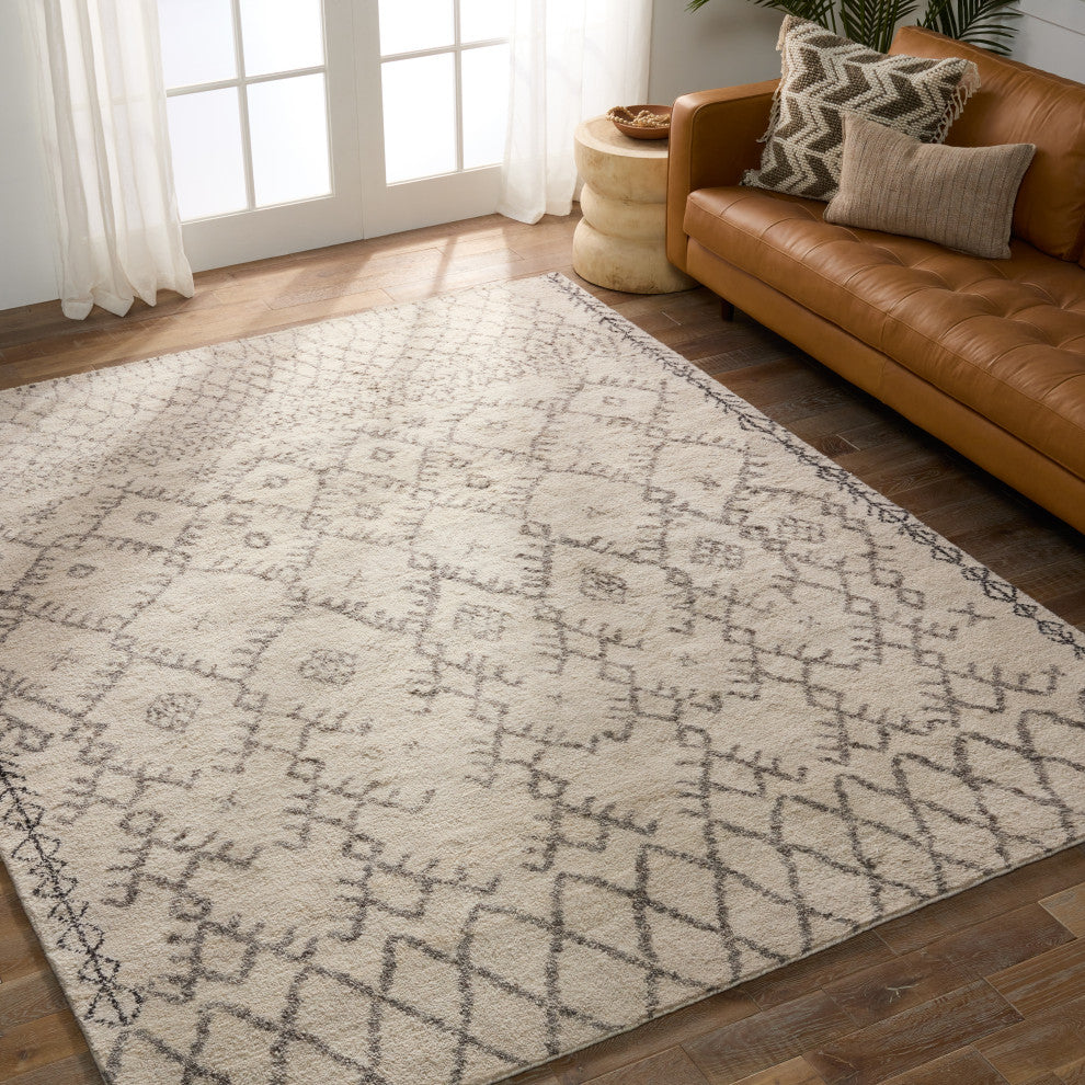 Jaipur Living Zola Hand-Knotted Geometric Ivory/Brown Area Rug, 8'x10'