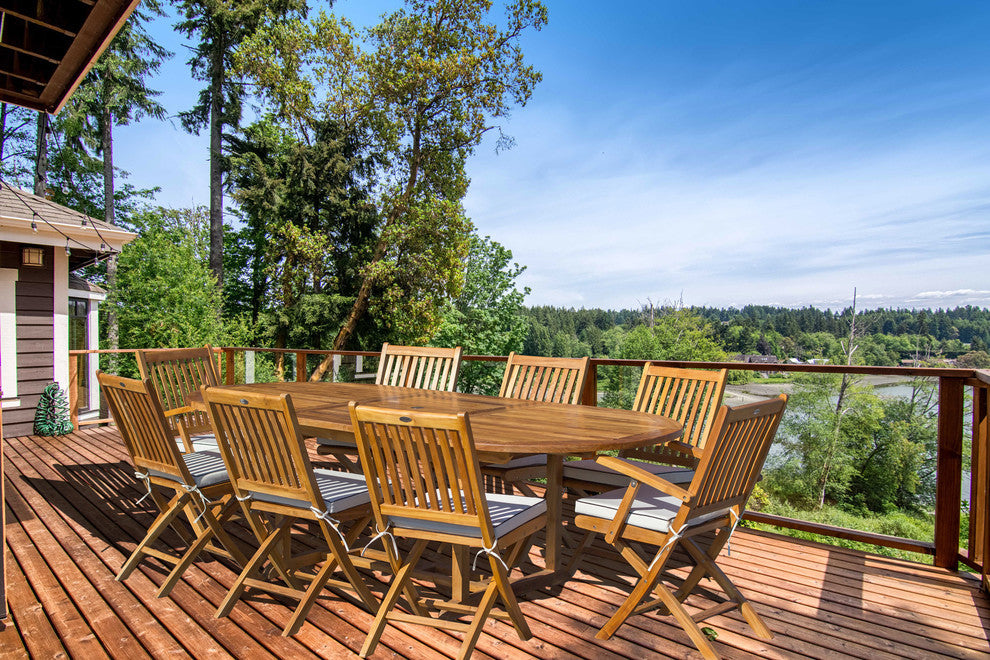 9-Piece Teak Wood Santa Barbara Patio Dining Set with Oval Extension Table